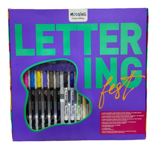 Marcadores Fibra Mooving Lettering Fest Set X 23 Piezas