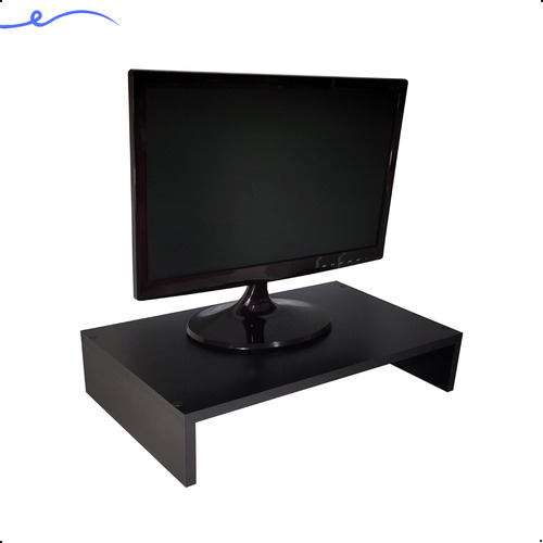 Base Suporte Ergonômico P/ Monitor Mdf Preto 50x30x10