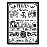#1514 - Cuadro Decorativo - Baño Reglas Papel Poster Retro