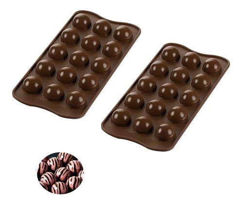 2 Moldes De Chocolate Moldes Chocolate Silicona 15 Esfera