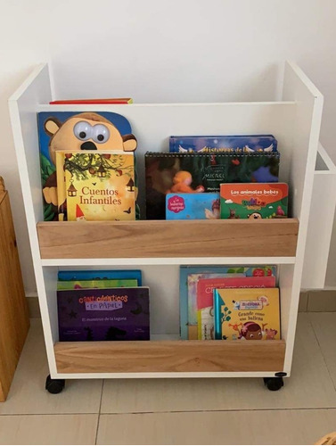 Porta Libros Infantil Montessori Con Ruedas Nordico Niños 
