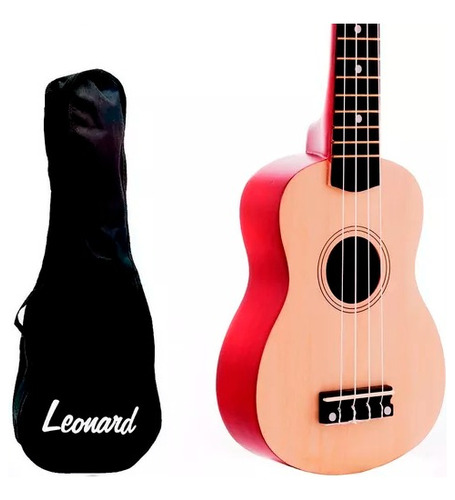 Ukelele Soprano Leonard Color Marron Madera + Funda - Envio