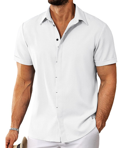 2024 Camisa De Lino Para Hombre Manga Corta Verano Playa