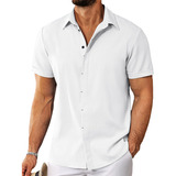 2024 Camisa De Lino Para Hombre Manga Corta Verano Playa