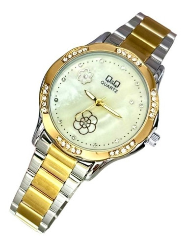 Reloj Para Mujer Marca Qyq Con Flores Dorado Original