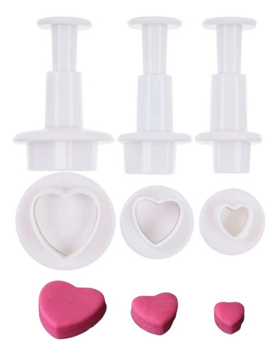 Cortadores Eyectores Corazones Mini Fondant 