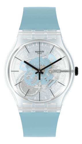 Reloj Swatch Blue Daze So29k105 Color De La Correa Azul Color Del Bisel Transparente Color Del Fondo Transparente