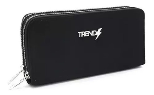 Billetera Mujer Trendy Fichero Doble Cierre Monedero Cuero