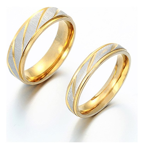 Duo Anillos Parejas Acero Inoxidable Dorados Titanio A013