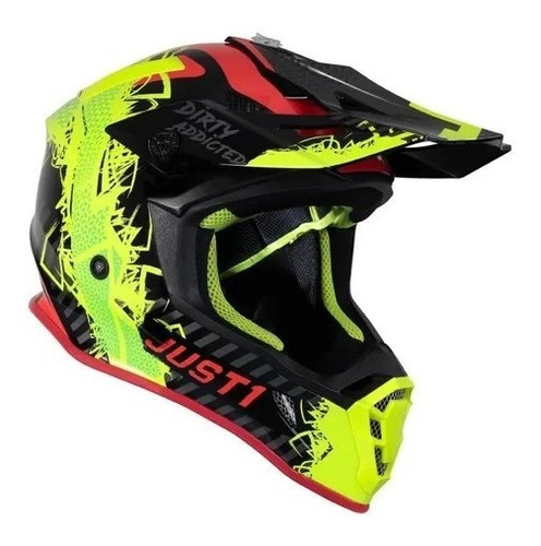 Casco Just1 J38 T:xl 61-62 Mask Fluo Yello Red Cross End Atv