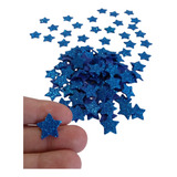 Aplique Estrela 1,5 Cm Eva Azul Glitter Kit Com 100 Unid