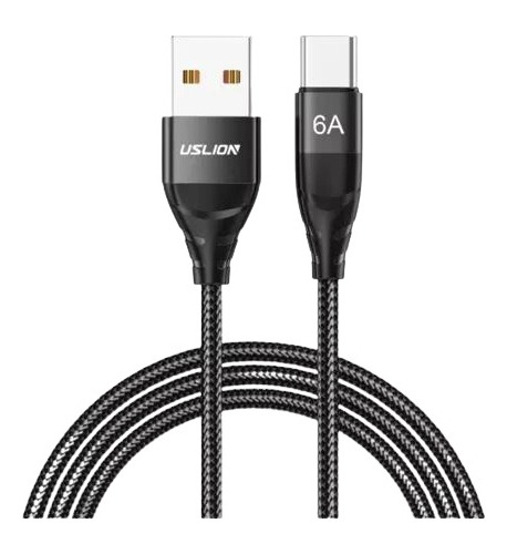 Cable Usb Tipo C 2 Metros Carga Rápida 6 A Uso Rudo Nylon