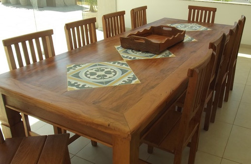 Mesa Com Ladrilho 2,50x1,00 Com 10 Cadeiras -frete