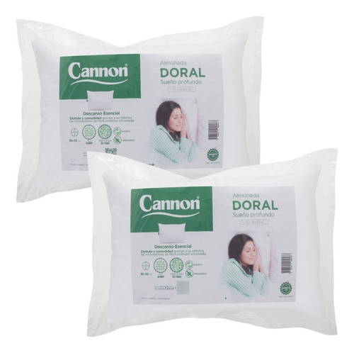 Cannon Doral Espuma Almohada Tradicional 70x30cm Color Blanco Por 2 Unidades