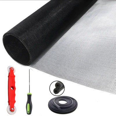 Tela Malla Mosquitera De Fibra Vidrio Ventana Ajustable Kit Negro 4x1.5m