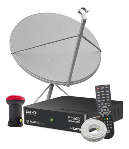 Kit 1 Receptor Digital Visiontec - Antena 90cm Lnbf Cabo