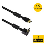 Kit 2 Cabos Hdmi 2.0 Gold 4k 5 Metros Ultrahd Premium 90°