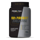 100% Pure Whey Zero Lactose 900 G - Probiótica Sabor Morango