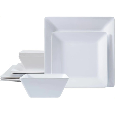 Juego De Vajillas, Platos Y Cuencos De Melamina De 12 Piezas