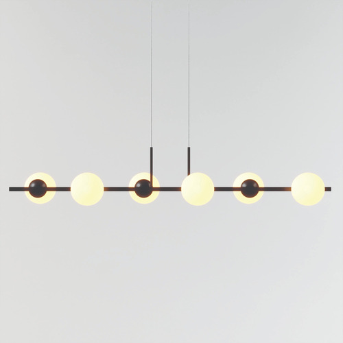 Lustre Pendente Linear 6 Globos Jabuticaba Orbit Preto