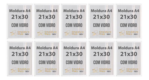 Kit 10 Moldura Quadro A4 21x30 C/ Vidro Certificado Diploma