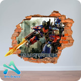 Vinilo Pared Rota 3d Optimus Prime Transformers100x100