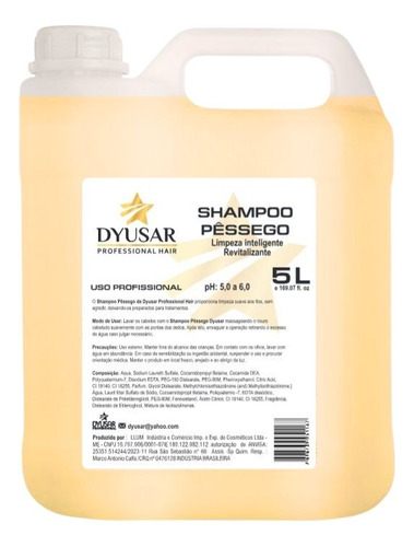 Shampoo De Lavatório Ceramidas Profissional Dyusar Cosméticos 5 Litros 