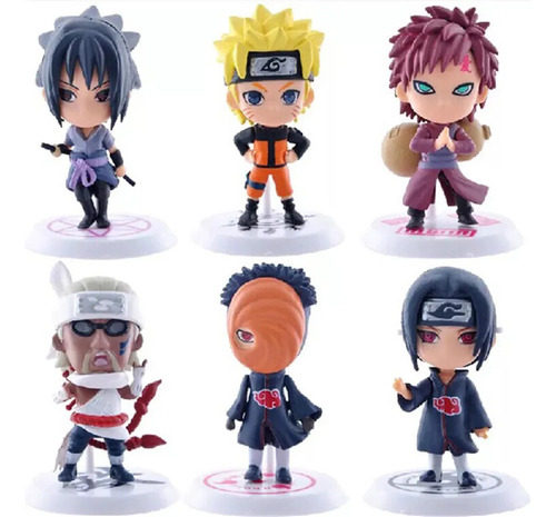 Kit 6 Bonecos Naruto Itachi Sasuke Kakashi Action Figure