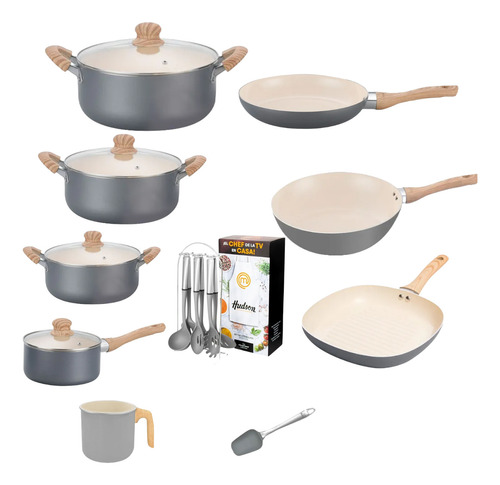 Set Hudson Ollas 26-24-20-18 Cm Wok Bif Jarr Y Sarten 26 Cm.