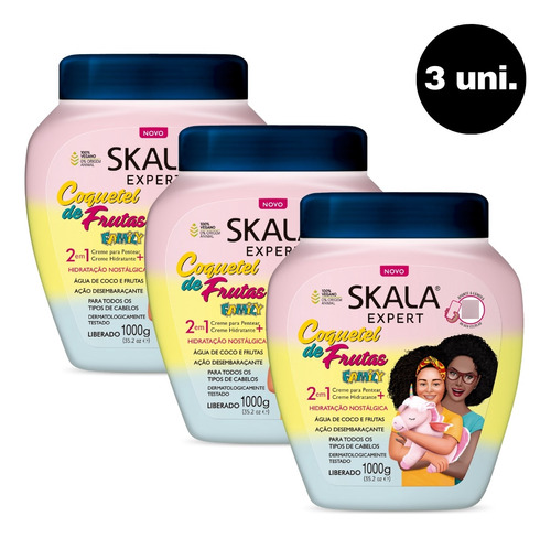 Kit 3 Creme Tratamento Skala 1kg Coquetel De Frutas Family