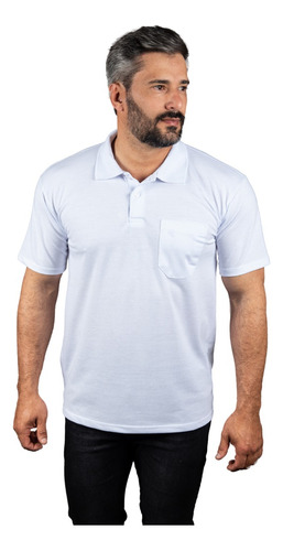 Camisa Gola Polo Masculina Fit Algodão Com Bolso