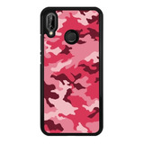 Funda Protector Para Huawei Camuflaje Militar Diseño Rosa