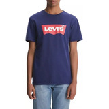 Remera Levis Hombre Azul Logo Rojo