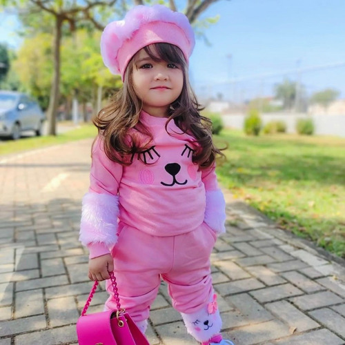 Roupa Para Menina Infantil De Inverno Conjunto Teddy 