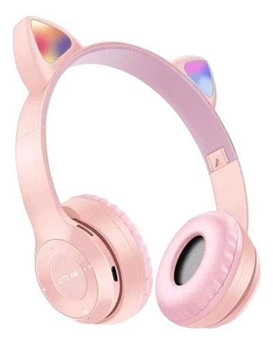 Auricular Inalámbrico Bluetooth Orejas De Gato C473 Noga Color Rosa