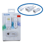 Kit Carregador Usb De Tomada  Carregador Veicular Elgin