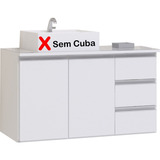 Gabinete Armário Banheiro Prisma 80cm - Sem Cuba Cor Do Móvel Branco - Cinza