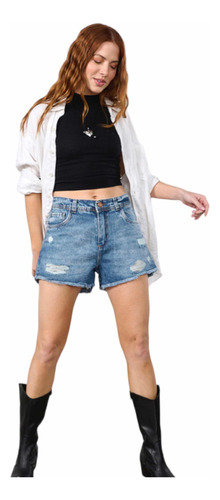 Short Jeans Mujer Verano Calce Perfecto Go By Loreley