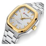 Relojes Impermeables De Acero Inoxidable Curren Fashion Para Color Del Fondo Silver Golden White