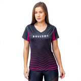 Camisa Dry Fit Feminina Esportiva Gola V Com Proteção Uv