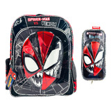 Mochila Y Lapicera Spiderman Y Venom, Primaria Original Hombre Araña