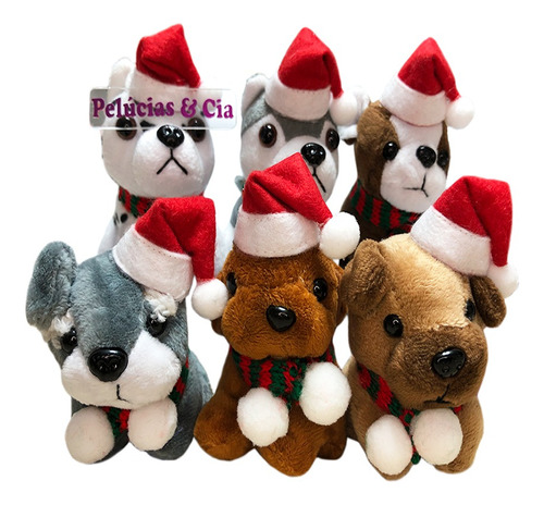 Mini Chaveiro Cachorro Noel De Pelúcia 9cm Raças - Unidade