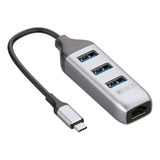 Adaptador Usb-c Para Gigabit Ethernet Rj45 + 3 Usb 3.0