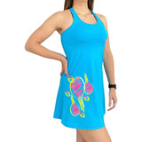 Vestido  Com Shorts  Azul Claro Em Poliéster Beach Tennis