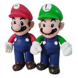 Set De 2 Figuras Muñecos Super Mario Bros Y Luigi 25 Cm Pvc