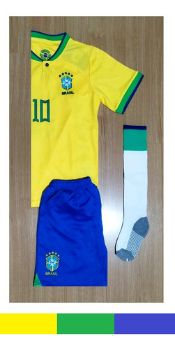 Kit Infantil Completo Seleção Brasil 2023 Neymar 10
