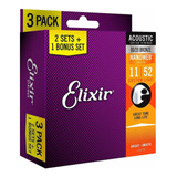 Cuerdas De Guitarra Electroacustica Elixir Tri Pack 11-52