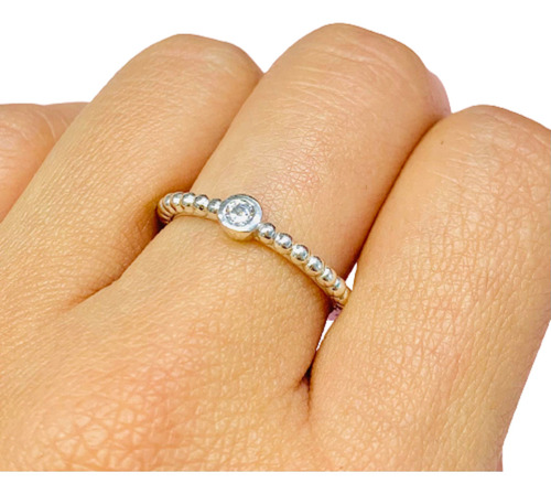 Anillo Con Bolitas Y Cubic Plata Ideal Regalo Mujer Ao 489-4