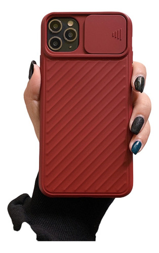 Funda Protector Cámara Deslizante Vino Para iPhone XR + Kit