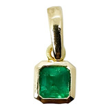 Dije Bisel Oro Italiano 18k 750 Esmeralda Cuadrada 0.32ct